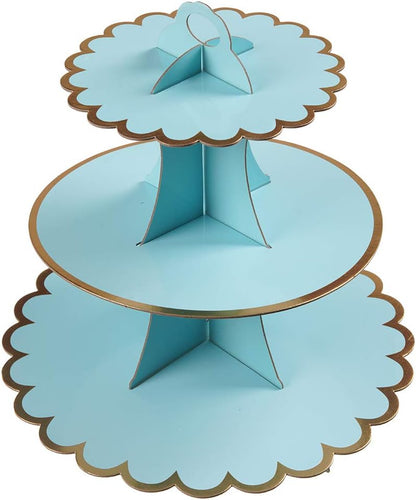 YLDW Cupcake Stand, 3-Tier Cupcake Stand Display, Cardboard Cup Cake Tower Stand, Disposable Dessert Stand for Birthday Tea Party Baby Shower Treat Decorations, Pink
