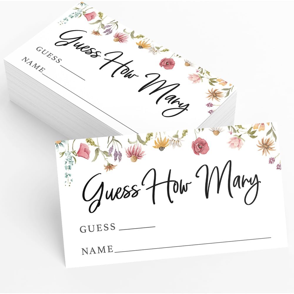 Printed Party Baby Shower Games for Girl – 4 Games and Activities for 30 Guests, Includes Bingo, Price is Right, Mommy or Daddy Trivia, and Storybook Title Guessing, Wildflower Baby in Bloom Design