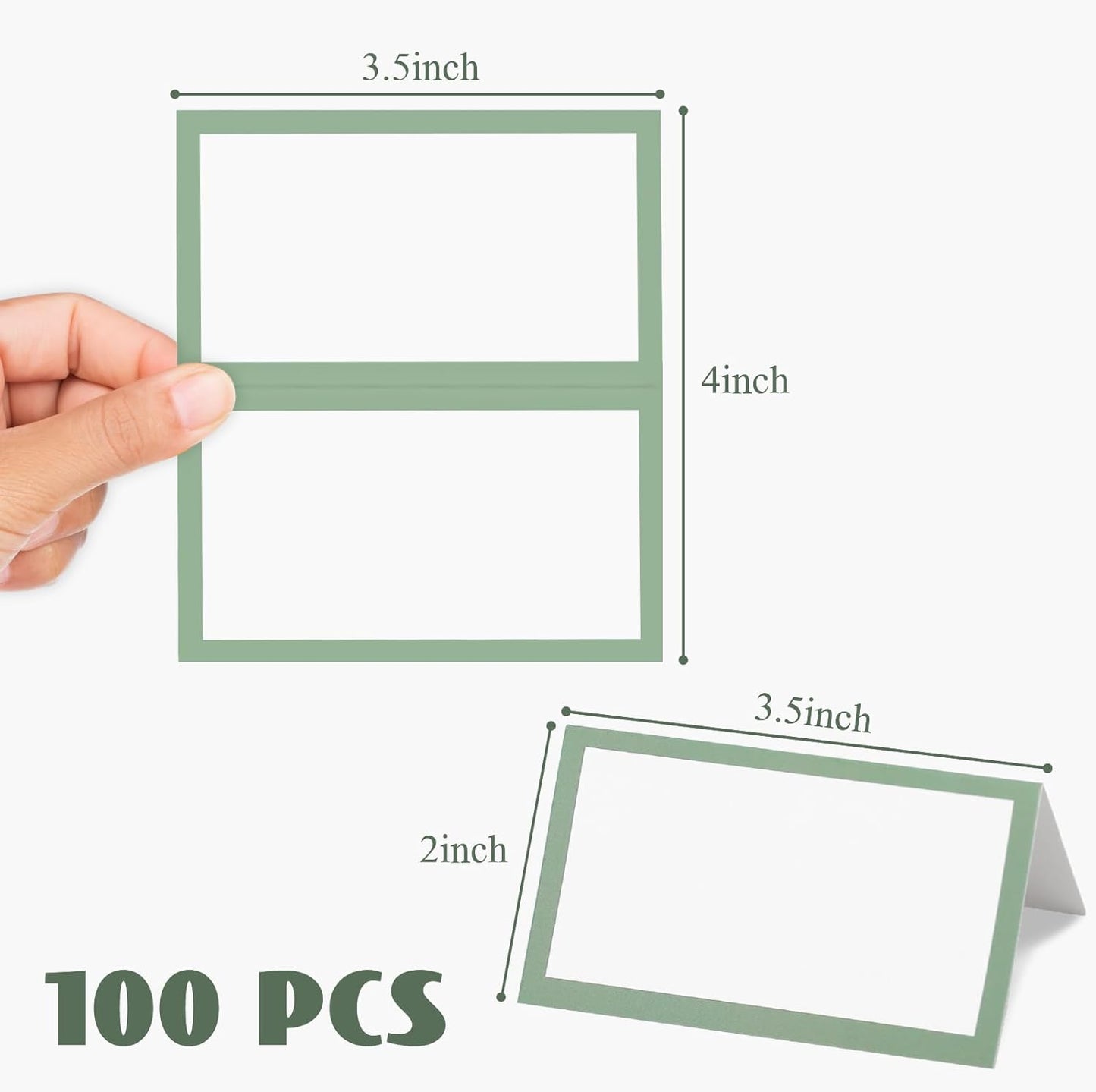 Whaline 100Pcs Navy Blue Place Cards 3.5 x 2 Inch White Blank Tented Cards Wedding Seating Cards for Party Table Setting Supplies
