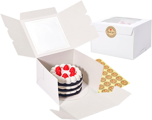 Cookie Boxes with Window 4.5x4.5x3 Inch-50 Pack,White Bakery Boxes,Mini Treat Boxes for Mini Bundt Cake and Individual Cheesecakes