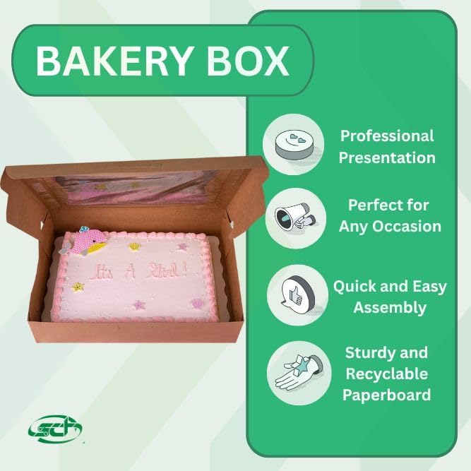 Southern Champion Tray 1029 Premium Clay Coated Kraft Paperboard White Non-Window Sheet Cake and Utility Box, 19" Length x 14" Width x 4" Height, 1/2 Sheet (Case of 50)