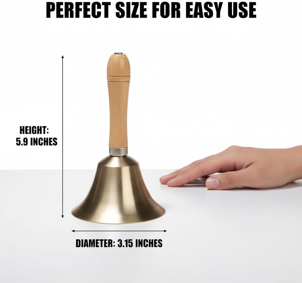 Super Loud Solid Brass Hand Call Bell