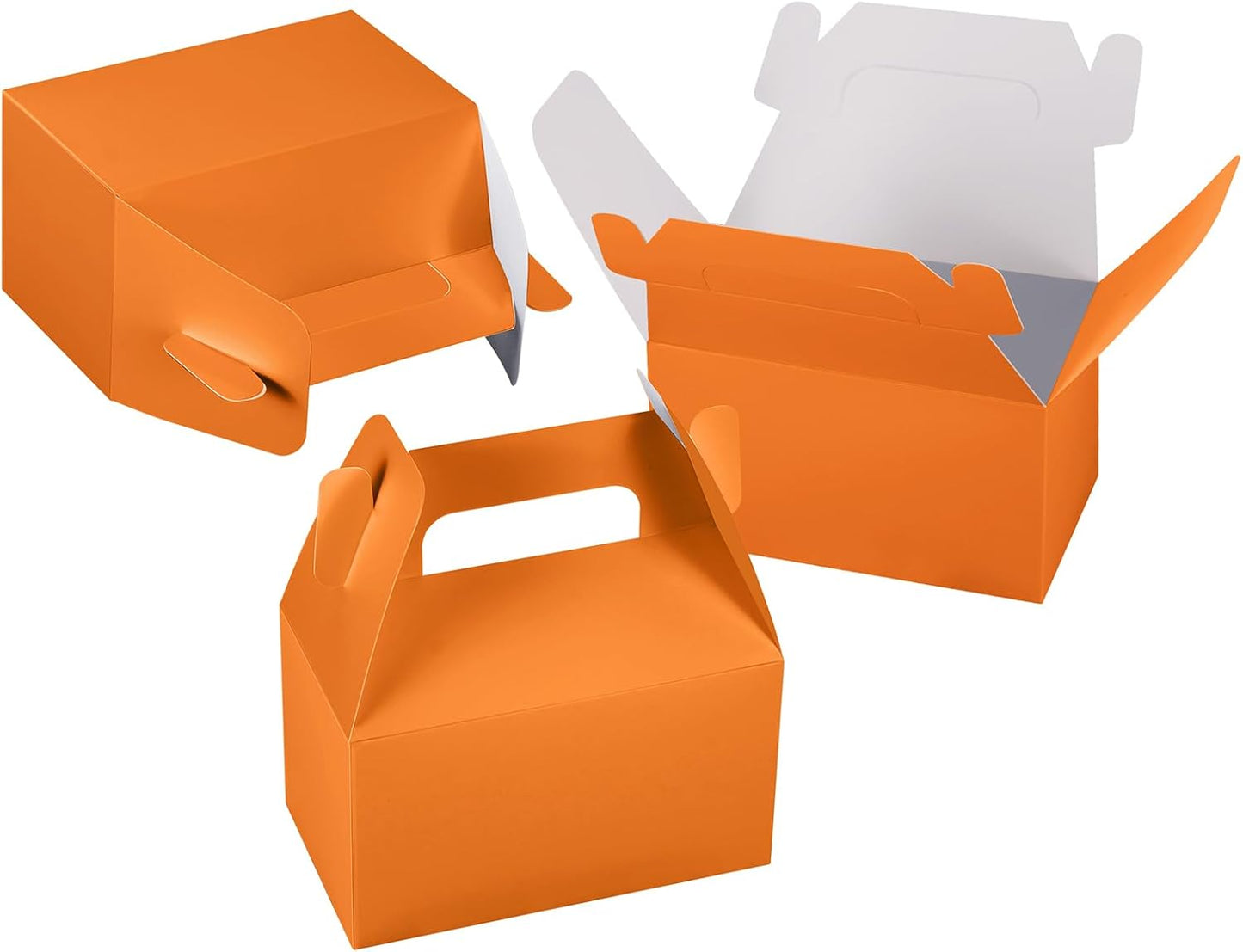 XAGLVV 24 Pack White Paper Gable Boxes,6.2 Inch Candy Boxes with Handle, Snack Party Favor& Gift Cookie bags for kids Birthday,Wedding, Baby Shower, Graduation.