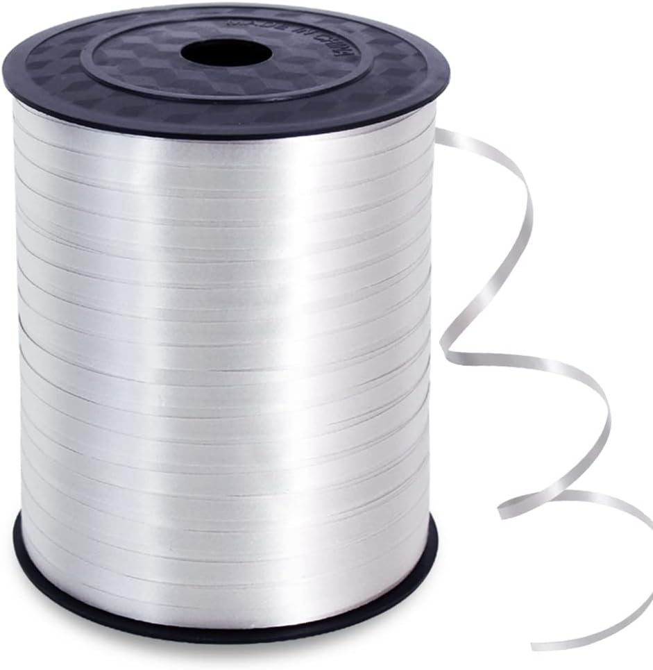 TONIFUL 500 Yards Curling Ribbon-Balloon Ribbon-Balloon String for Art&Craft Decor,Gift Wrapping,Ribbons and Bows for Christmas New Year Birthday Gifts (Silver)