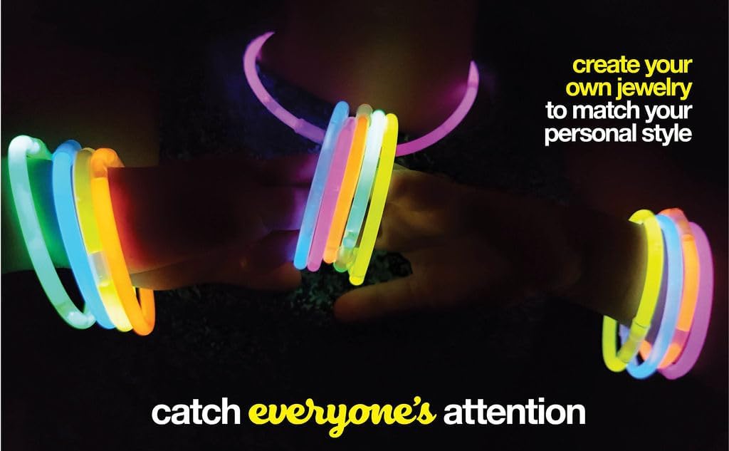 Play22 100pk Ultra Bright Glow Sticks Bulk Party Favors - 8" Premium Glow in the Dark Party Supplies, Neon, Easter, Halloween Party Decorations Glow Necklaces and Bracelets for Kids or Adults