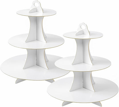 Soleebee 3-Tier Round Cupcake Stand, Cardboard Cupcake Tower, Dessert Cup Cake Stand Tower for Birthday Wedding Party Decoration, Cupcake Tier Stand 1 Set (Hot Pink)