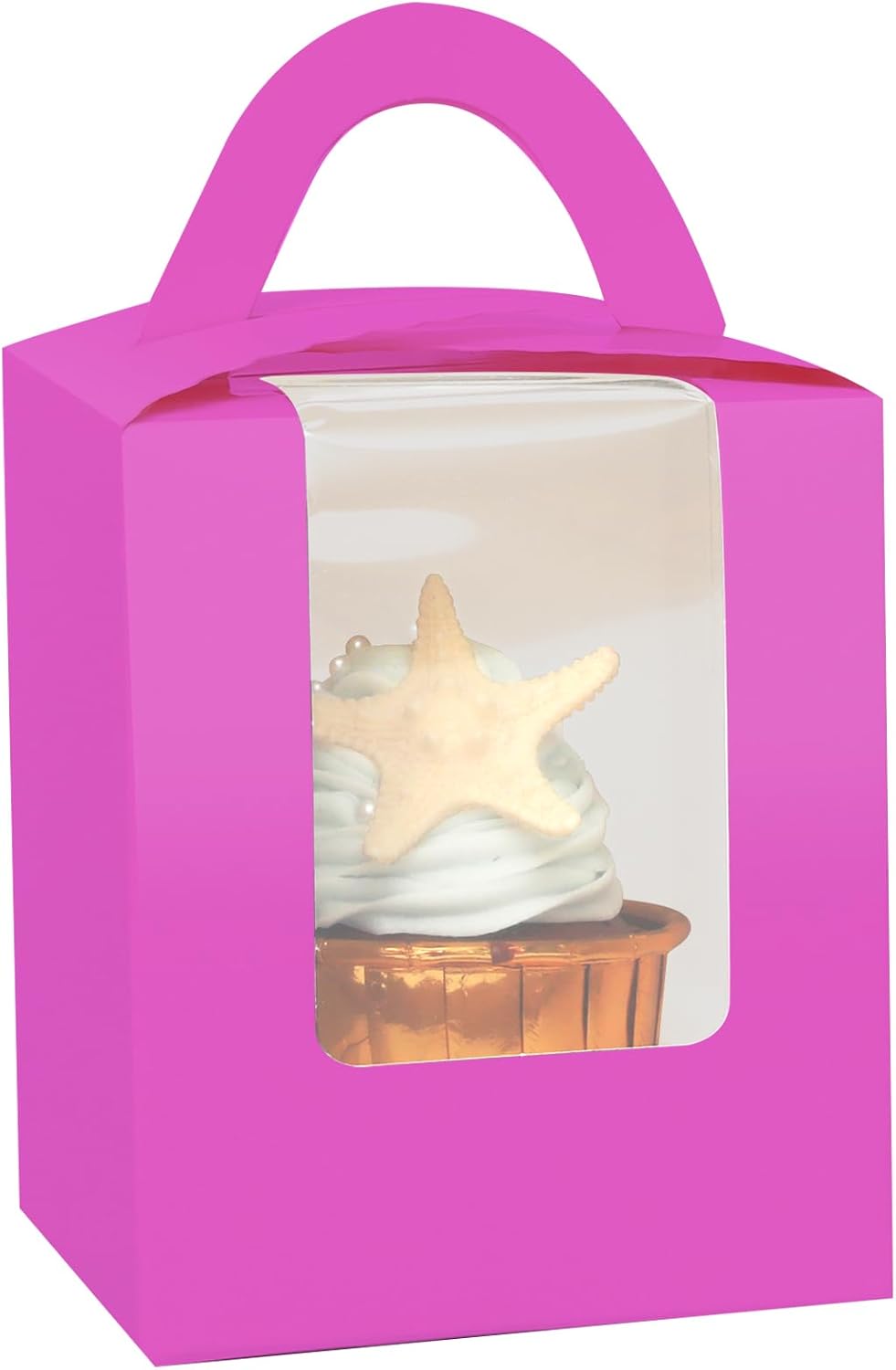 qiqee 60pcs Cupcake Boxes Individual Disposable White Single Box with Window 3.6 * 3.6 * 4.3inch Cupcake Containers/Holders