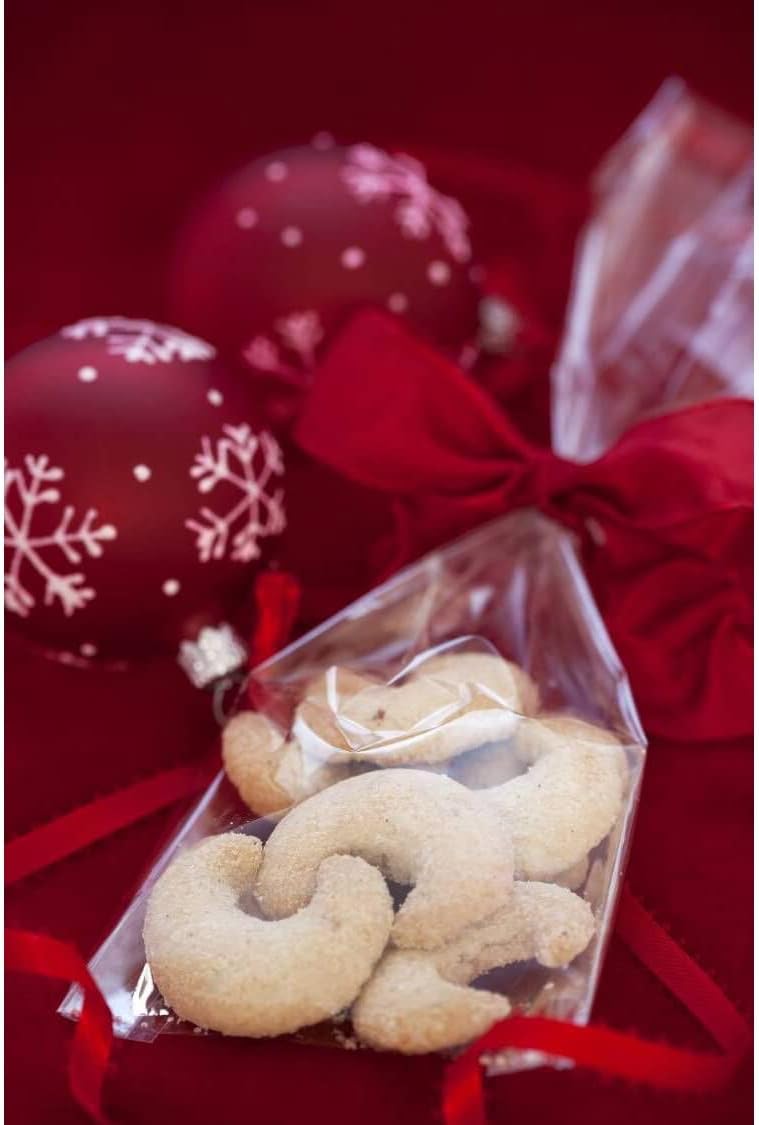 Cello Cellophane Treat Bags,5x7 Inches Clear Cellophane Bags 200 Pcs OPP Plastic Treat Bags with 200 Twist Ties for Gift Wrapping,Packaging Candies,Dessert,Bakery, Cookies, Chocolate,Party Favor