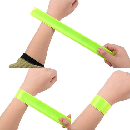 20 Pcs Reflector Snap Bands Fluorescent Slap Armbands High Visibility Slap Reflector Strips Safety Bands for Children Adults Boys and Girls When Cycling Running Hiking Jogging