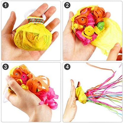 30 Pieces Hand Throw Streamers Confetti Poppers No Mess Paper Crackers for Birthday Wedding Celebrations Graduation Party Favors Shows