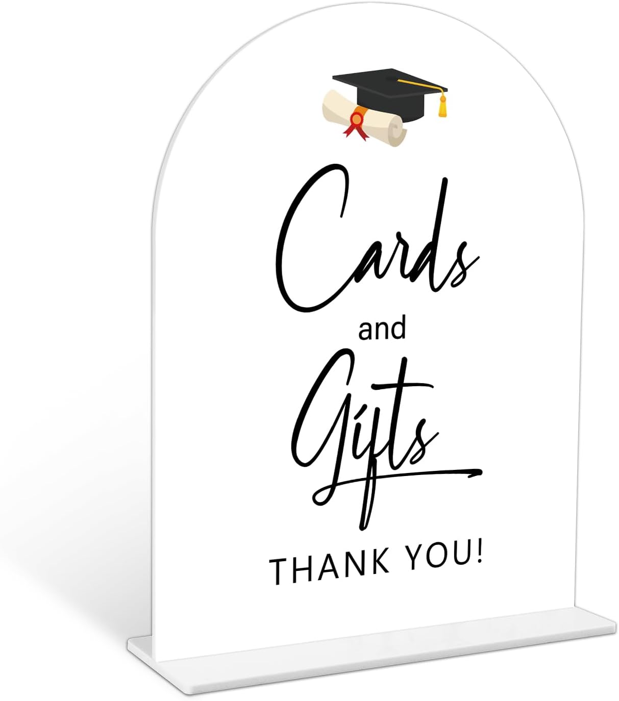 Graduation Guestbook Sign, 6 x 8 Inch White Arch Acrylic Grad Party Sign with Holder, Graduation Party Sign for Class of 2026, Grad Decor, High School College Party Supplies - DL02