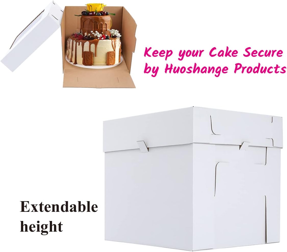 Tall Cake Boxes for Tier Cakes,12x12x8 Inch [12Pack ] Thick Sturdy Bakery Box with Window,White Cake Carrier, Disposable Cake Containers,Birthday Cake Boxes