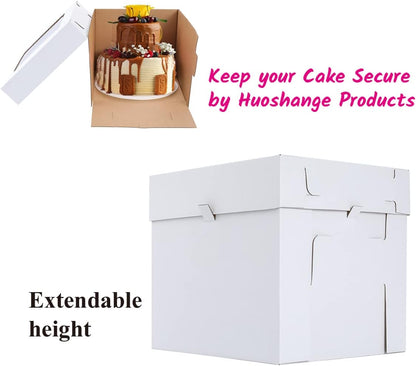 Tall Cake Boxes for Tier Cakes,12x12x8 Inch [12Pack ] Thick Sturdy Bakery Box with Window,White Cake Carrier, Disposable Cake Containers,Birthday Cake Boxes