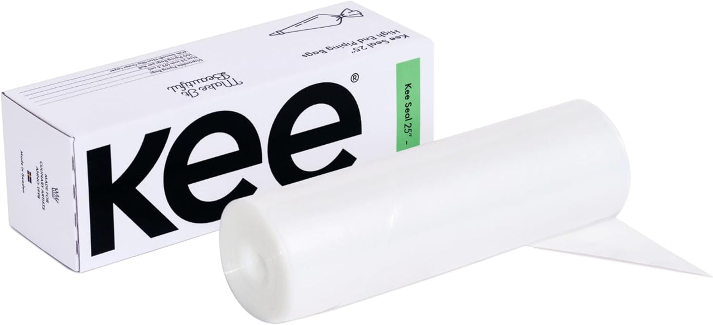 KEE-SEAL Disposable Pastry Bags, Piping Bag with Grip Tight Outer Surface, Smooth-Flow Interior, Easy Tear Perforation, Convenient Dispenser Box, 18-Inch, Clear