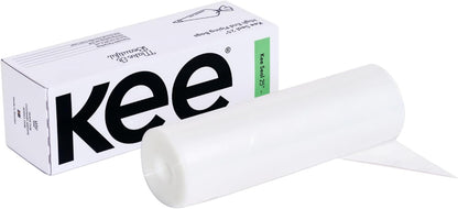 KEE-SEAL Disposable Pastry Bags, Piping Bag with Grip Tight Outer Surface, Smooth-Flow Interior, Easy Tear Perforation, Convenient Dispenser Box, 18-Inch, Clear