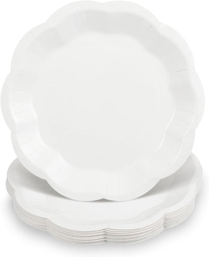 NatNarr 30 Pcs Sage Green Paper Plates, 7 Inch Scalloped Paper Plates Small Dessert Cake Plate Cute Party Plate Disposable Sage Greens Party Supplies for Wedding, Baby Bridal Shower, Birthday