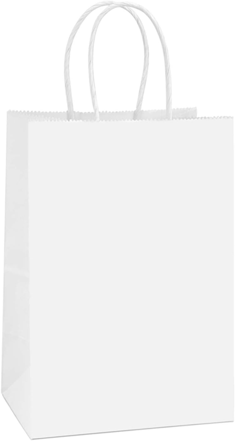 BagDream Gift Bags 100Pcs 5.25x3x8 Small Kraft Paper Gift Bags with Handles Bulk, Brown Paper Sacks for Small Business, Retail, Merchandise, Wedding Birthday Party Favor