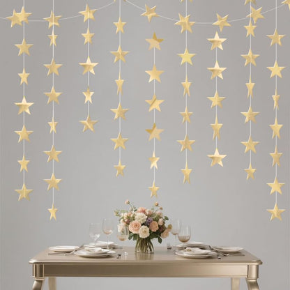 Iridescent Shining Star Hanging Garland Iridescent Hanging Sparkling Star Streamer Glitter Bunting Banner Twinkle Backdrop for Wedding Baby Shower Birthday Christmas Decorations 40 Feet
