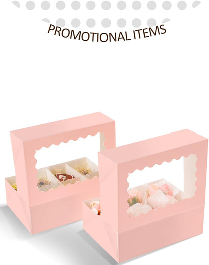 qiqee White 6 Cupcake Boxes with Window Auto-pop up 30 Packs Cupcake Box 9.4"x6.1"x3.3" Bakery Boxes For Cupcakes Carrier, Cupcake Containers