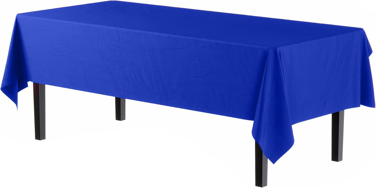 Exquisite Party Solids 6-Pack Premium Plastic Tablecloth 54in. x 108in. Rectangle Plastic Table Cover - Navy