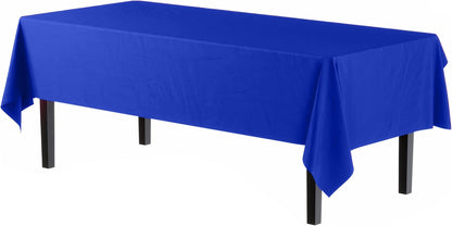 12-Pack Premium Plastic Tablecloth 54in. x 108in. Rectangle Table Cover - Dark Blue - Colors A