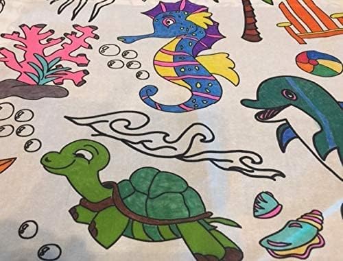 Animal Fun Design – Square Tablecloth 60”X60” – Interactive Coloring Tablecloth for Kids - Poly/Cotton Fabric – Washable and Reusable – DIY Activity for Children and Adults