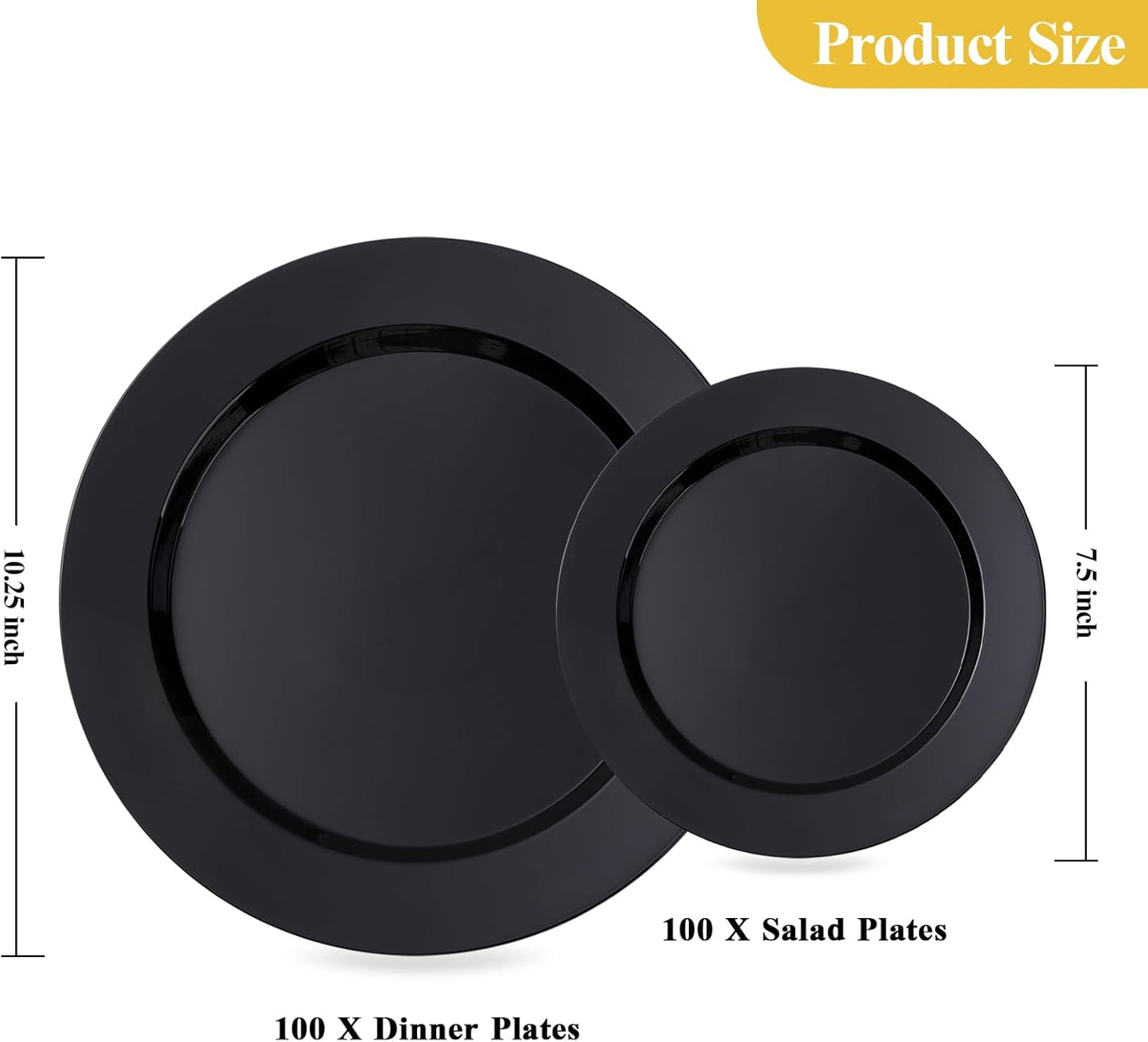 Goodluck 200PCS Gold Plastic Plates, Heavy Duty Disposable Gold Plates with 100 10.25 inch Dinner Plates and 100 7.5 inch Dessert Plates for Party, Holiday, Wedding, Thanksgiving