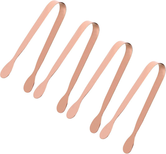 MIDELONG Rose Gold Mini Serving Tongs, Small Sugar Tongs Stainless Steel Ice Tongs Food Tongs Appetizers Tongs Serving Utensils for Party Tea Coffee Bar, Pack of 4