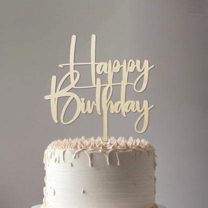 Happy Birthday Cake Topper,black Glitter Cake Pick Bunting Decor for Anniversary Birthday Party Cake Decorations Supplies