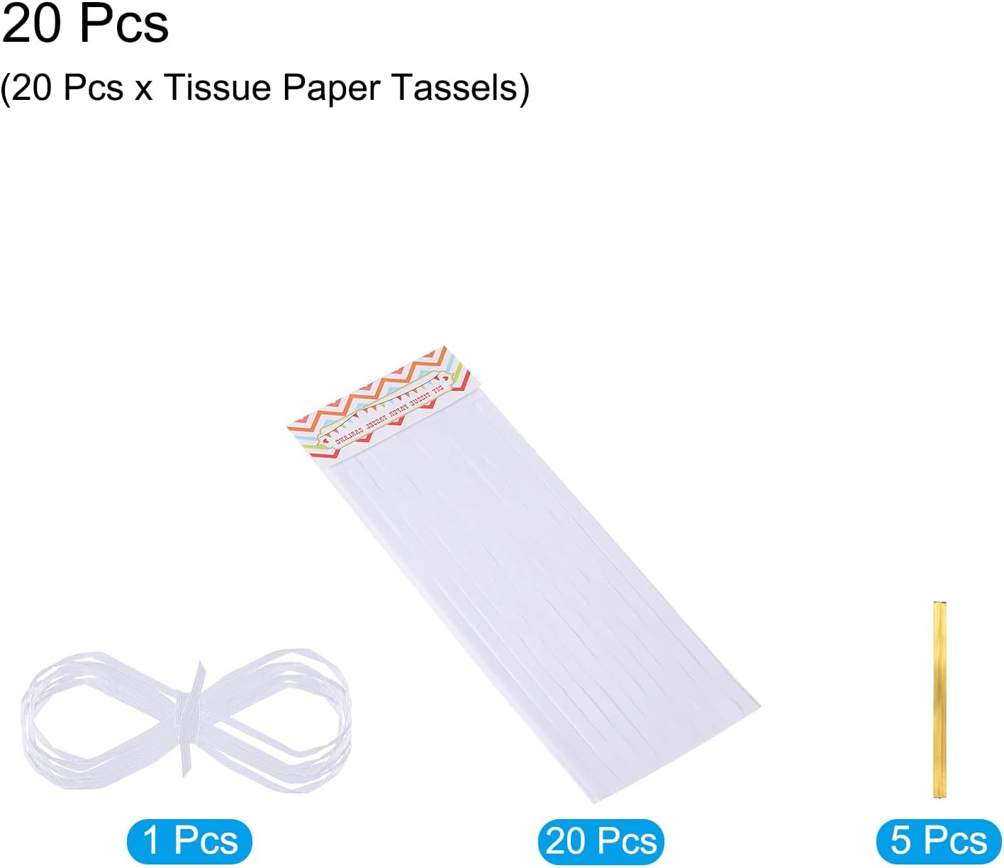 MECCANIXITY 20Pcs Light Blue Tassel Garland Banner with Rope Tissue Paper Tassels Party DIY Kits for Anniversary Wedding Birthday Party