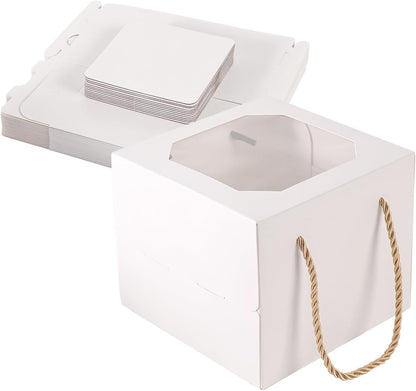 10 pcs 6x6x5 Inch Small Cake Box with Window, 6 inch cake box,Bakery Pastry Cookie Boxes,disposable cake containers, Mini Pie for Pastry,Dessert,Strawberries,Chocolates, Cupcakes