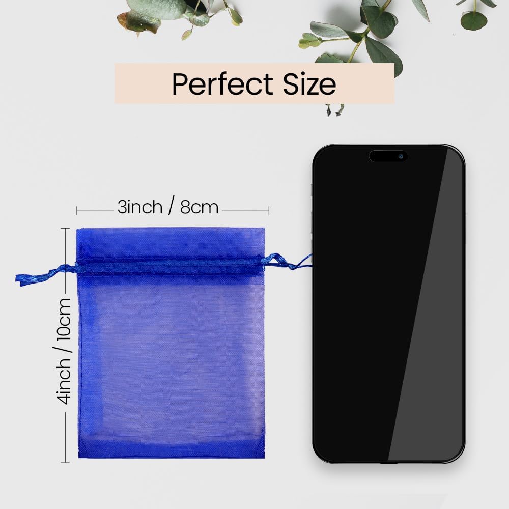 Meowoo 100PCS Organza Bags, 3x4in Small Mesh Bags Drawstring for Jewelry, Candy, Christmas, Sachets, Festivals, Bathroom Soaps, Makeup Organza, Wrapping Supplies(mixedcolor)