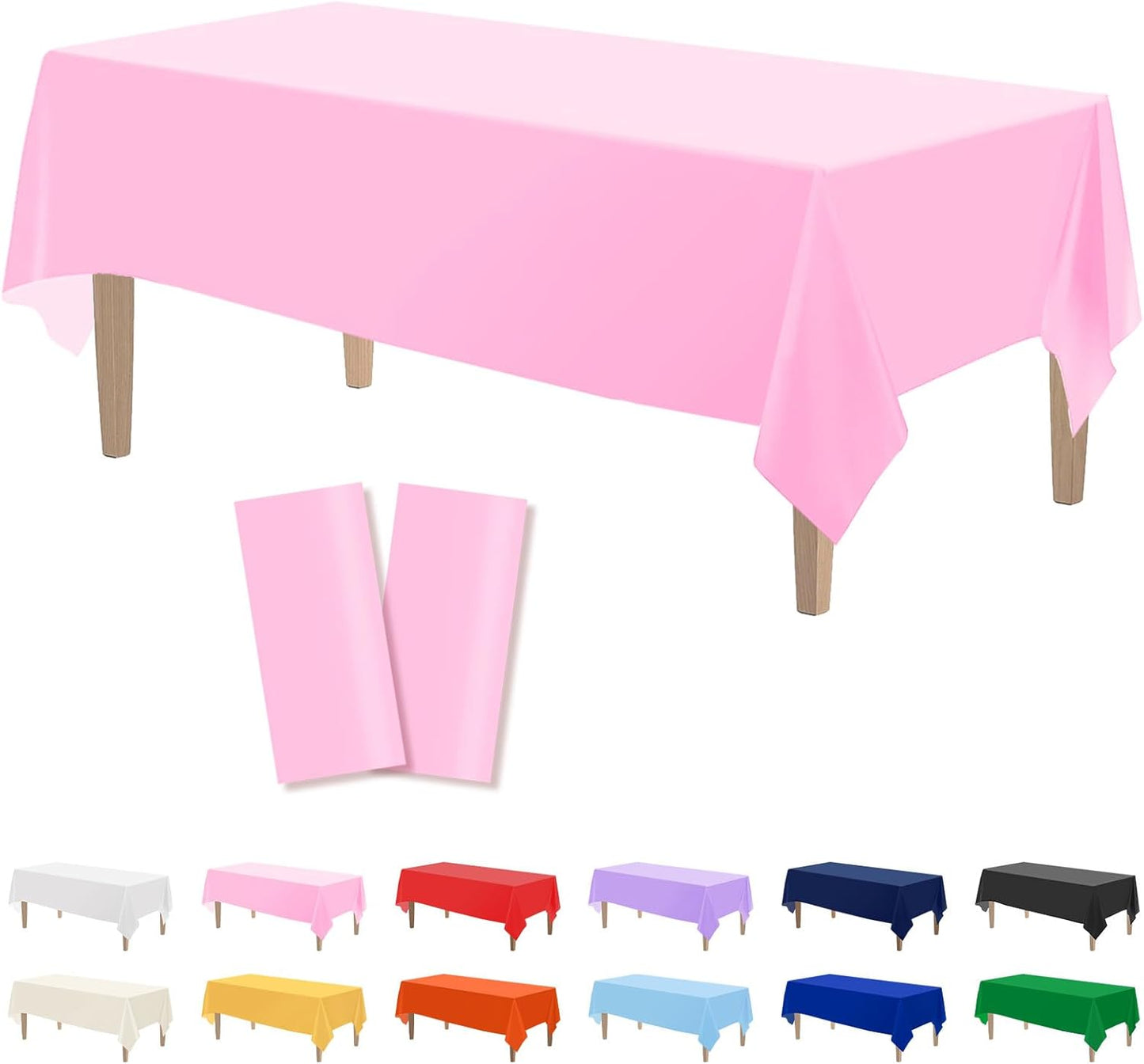 Kopokita 2PCS Black Plastic Tablecloths 54 x 108 Inch, Disposable Table Cloths Rectangle Party Table Covers