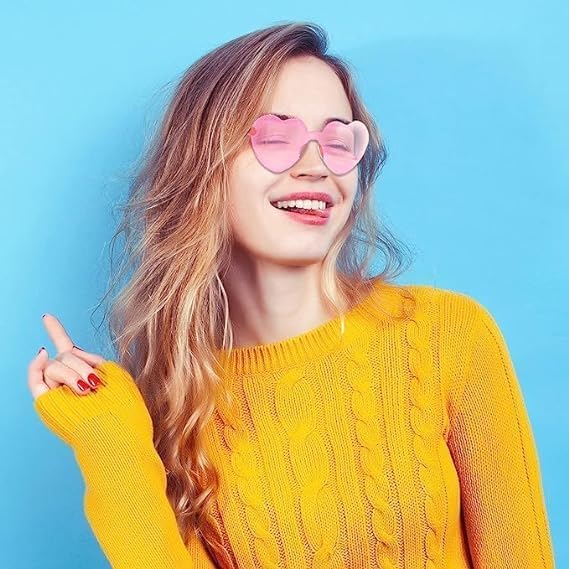 AEAHALY Heart Sunglasses for Women and Men Rimless Heart Shaped Sunglasses Bachelorette Bride Party Accessories