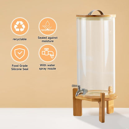 Beverage Dispenser, 1.5 Gallon Glass Drink Dispenser with Stand, Glass water dispenser with Spigot, Large Drink Dispensers for Parties,Bars,Restaurants, 5L