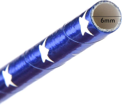 ALINK American Flag Red Blue White Paper Straws, 100 Straws for Memorial Day /4th of July, Super Bowl, Patriotic Party, Americana Themed Party Celebration
