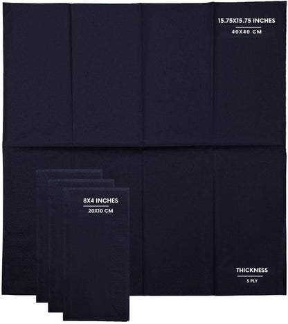Black Beverage Napkins (300 Count) 2-Ply Disposable Cocktail Napkins for Bar, Weddings, Parties, Events, Premium Quality and EU Made