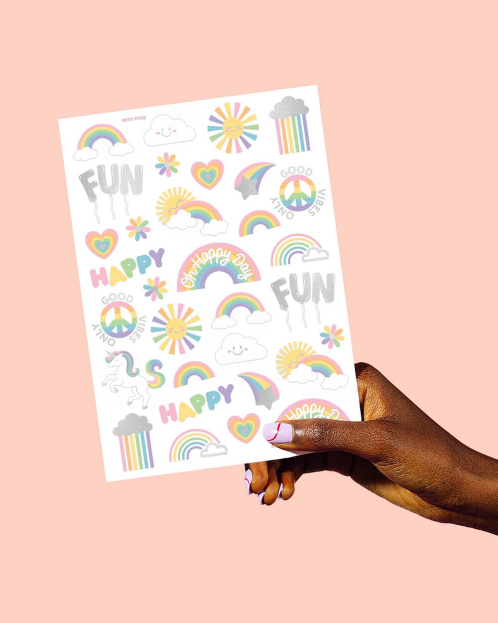 xo, Fetti Rainbow Temporary Tattoos - 46 Glitter Styles | Unicorn Birthday Party Supplies, Oh Happy Day Baby Shower, Magical Party Favors