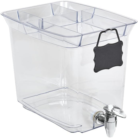 Buddeez Tritan™ Beverage Dispenser with Party Tray Lid - 2.5 Gallon Cold Drink Dispenser for Juice, Iced Tea, Lemonade, Water