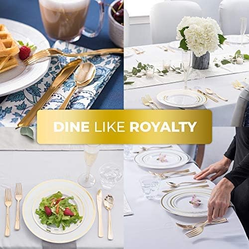 Gold Plastic Silverware Set (160 Bulk Pack) Disposable Cutlery Utensils, 80 Gold Forks, 40 Gold Knives, 40 Gold Spoons, Heavy Duty Flatware For Holidays, Parties, Dinners, Weddings, and Occasions