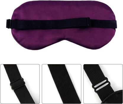 2 PCS Black Satin Sleep Masks, Adjustable Silk Eye Mask for Sleeping, Blind Folds Soft Breathable Blindfold for Adults Couples Play Party Games Airplane Travel Essentials Eye Covers Patches Night Mask