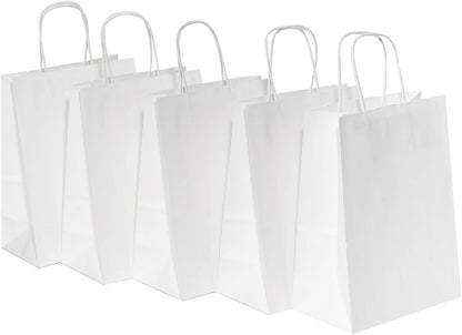 RACETOP 32 Pack Small Paper Gift Bags with Handles, 5.8"×3.2"×8.25" Kraft Paper Party Favor Bags Bulk for Kids Birthday, Baby Shower, Crafts, Wedding, Party Supplies (8 Colors)