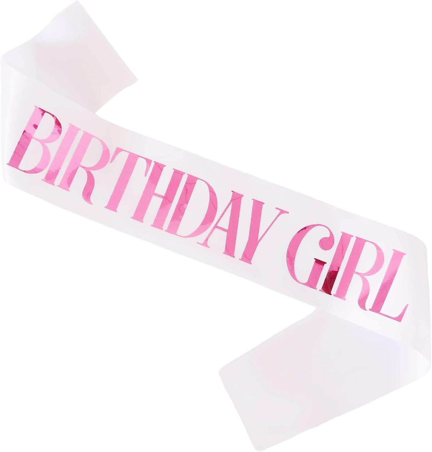 Birthday Girl Sash, Pink Foil White Birthday Sash for Girl Sweet 16th 18th 20th 21st 30th Fun Birthday Party Gifts Favors Decorations