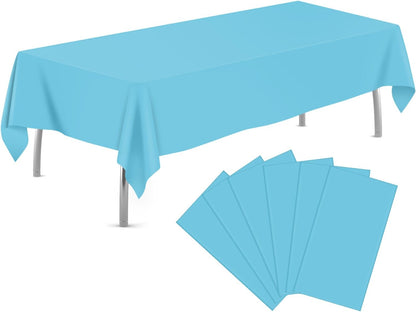 tujol Royal Blue 6 Pack Plastic Table Cloth 54" x 108", Disposable Tablecloths Rectangle Table Cover, Plastic Tablecloths for Parties