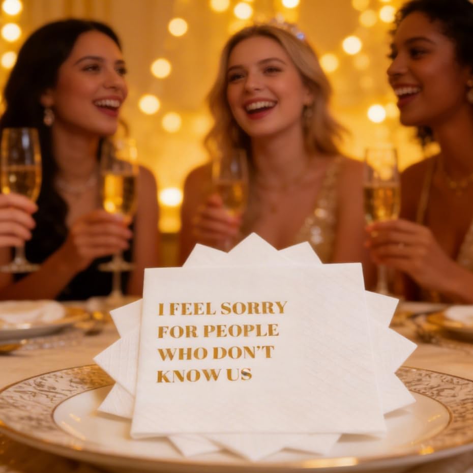 Funny Cocktail Napkins 100Pcs Funny Quotes Saying Disposable Paper Party Napkins 4.5 x 4.5 Two-ply (I Feel Sorry For People Who Don’t Know Us Napkins)