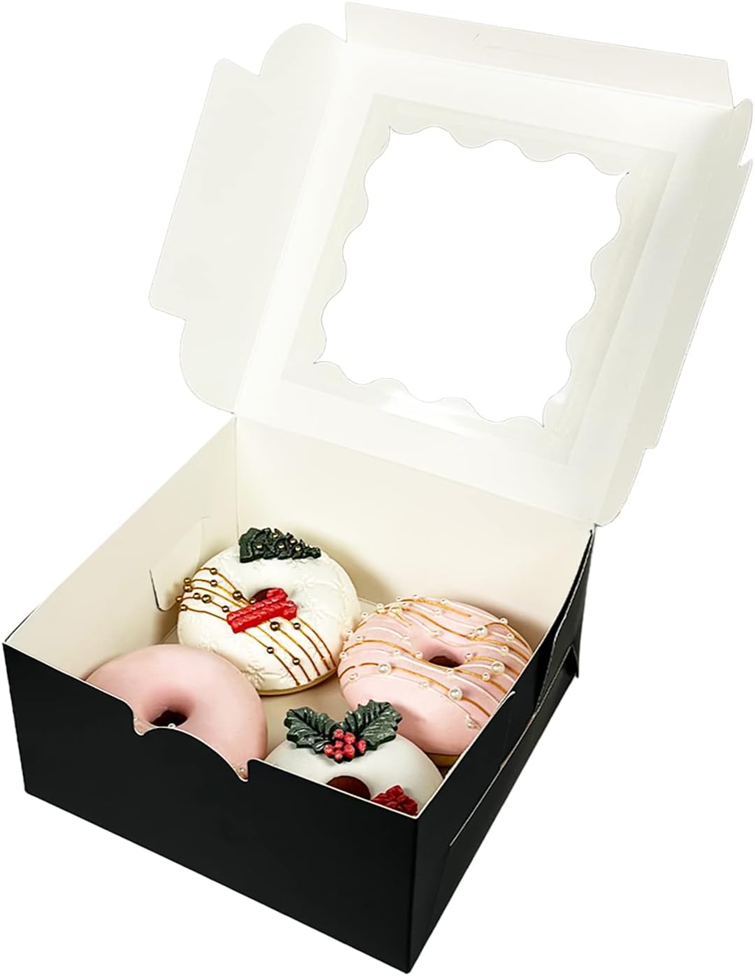 Bakepacker Brown 30-Packs Bakery Boxes with Window 6x6x3 inches Thick & Sturdy Macaroon Pastry Boxes Cookie Boxes for Bakerys