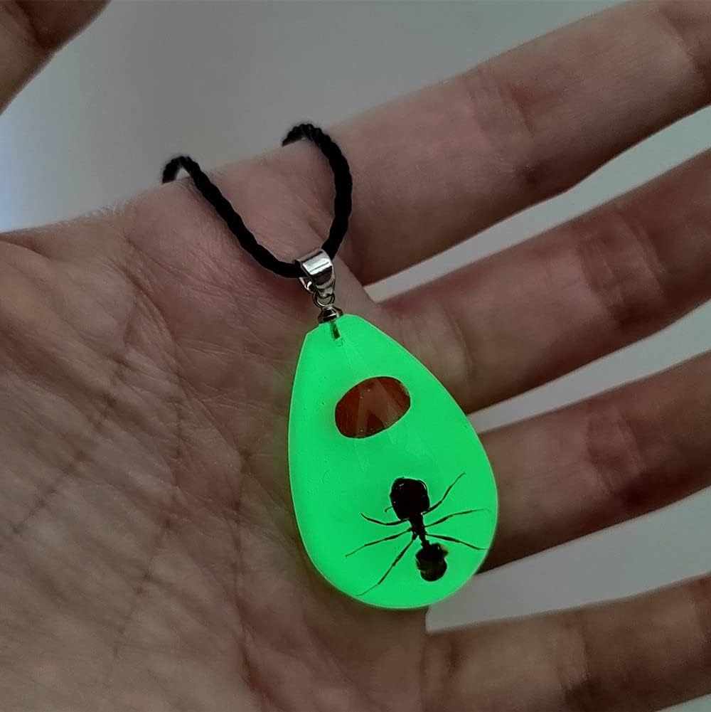 Glow in the Dark Necklace Black Scorpion Amber Resin Adjustable Necklace Pendent with Insect Sample Inside Birthday Gift for Lover Friends