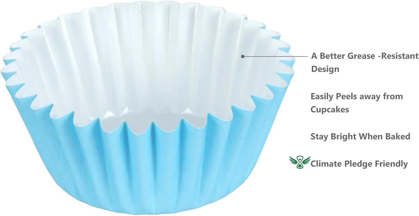 Caperci Heavy Duty Standard White Cupcake Liners 150 Counts - Grease-Resistant Paper Muffin Baking Cups, Odorless, No Muffin Pan Needed, Easily Peels (White)