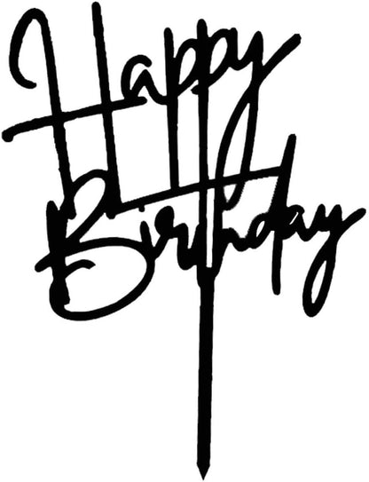 DIY Happy birthday Cake Topper Black Acrylic