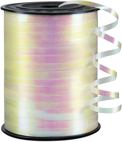 KMER LIFE White Crimped Curling Ribbon, 1/5" Wide x 500 Yards Christmas Curling Ribbons for Gift Wrapping, Party Decoration, Balloon String, Crafting, Balloon Ribbons for Florist Flower (1 Roll)